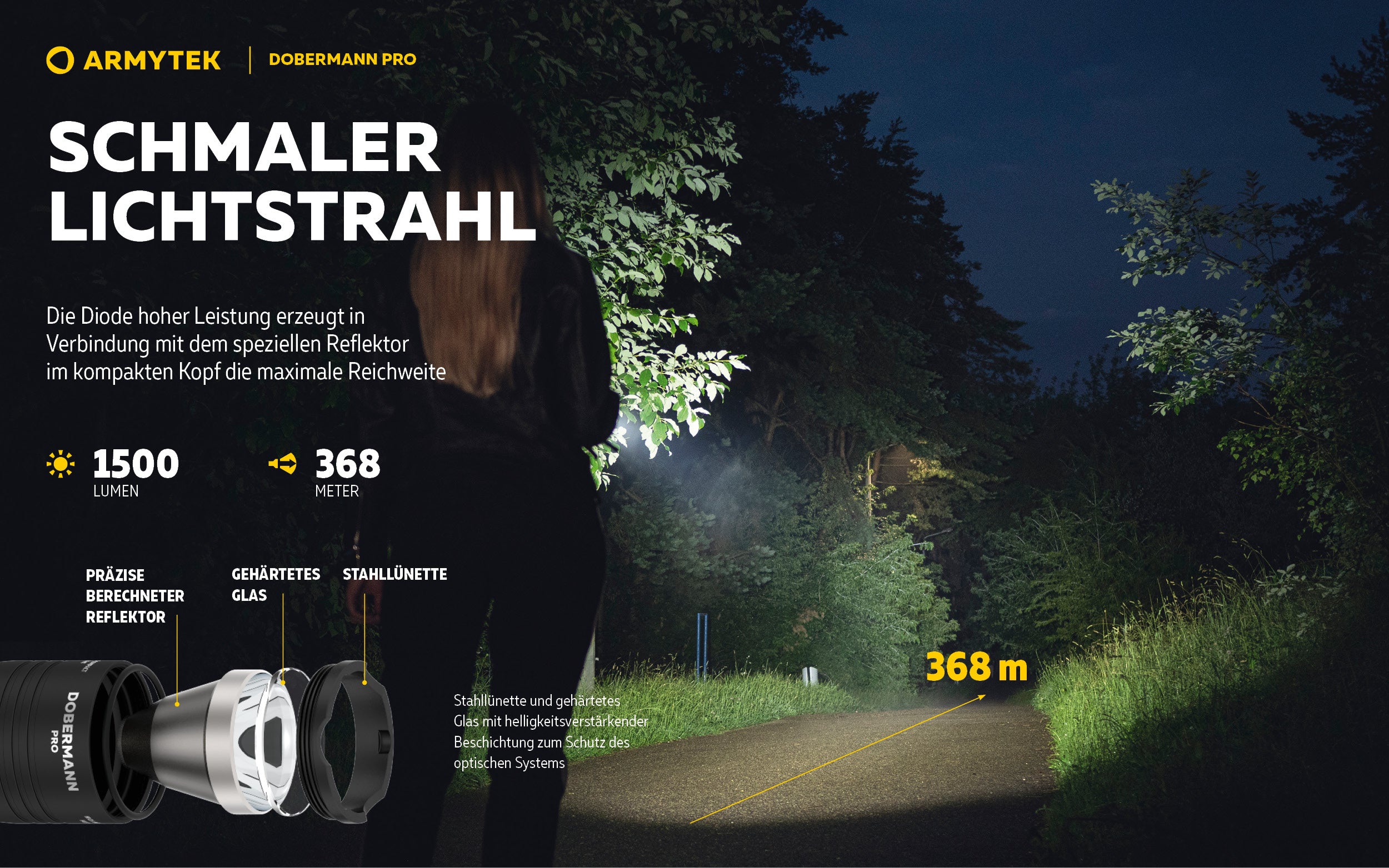 ARMYTEK Dobermann Pro – Kompakte 2-in-1 Taktische Taschenlampe mit Magnetischer Ladefunktion