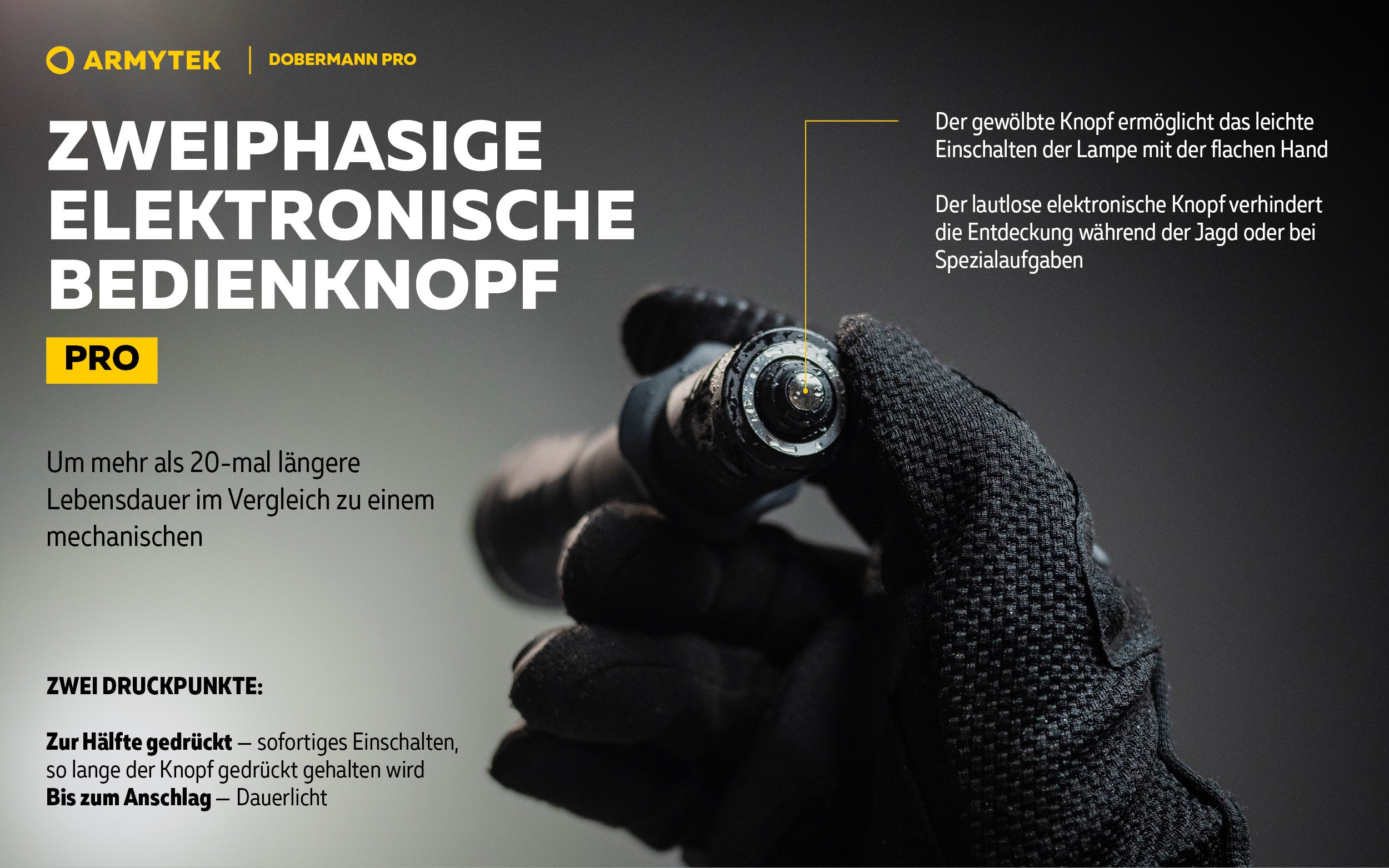 ARMYTEK Dobermann Pro – Kompakte 2-in-1 Taktische Taschenlampe mit Magnetischer Ladefunktion