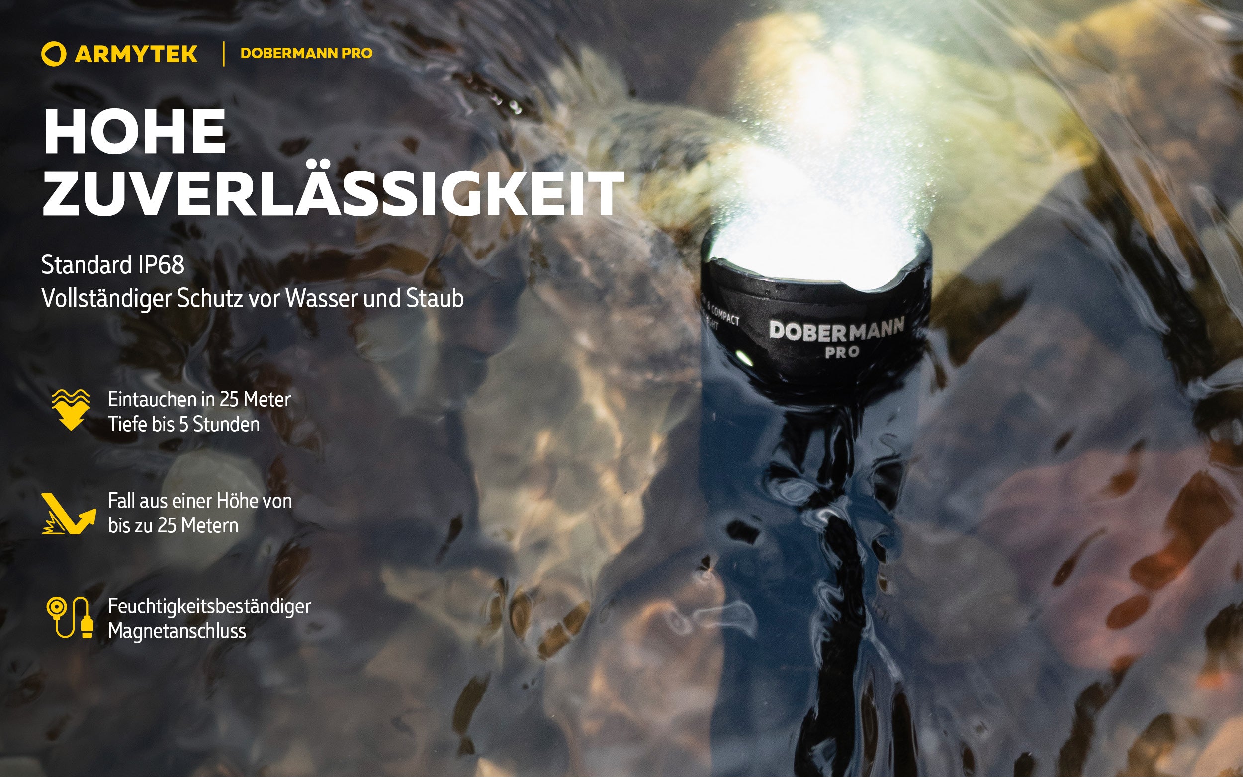 ARMYTEK Dobermann Pro – Kompakte 2-in-1 Taktische Taschenlampe mit Magnetischer Ladefunktion