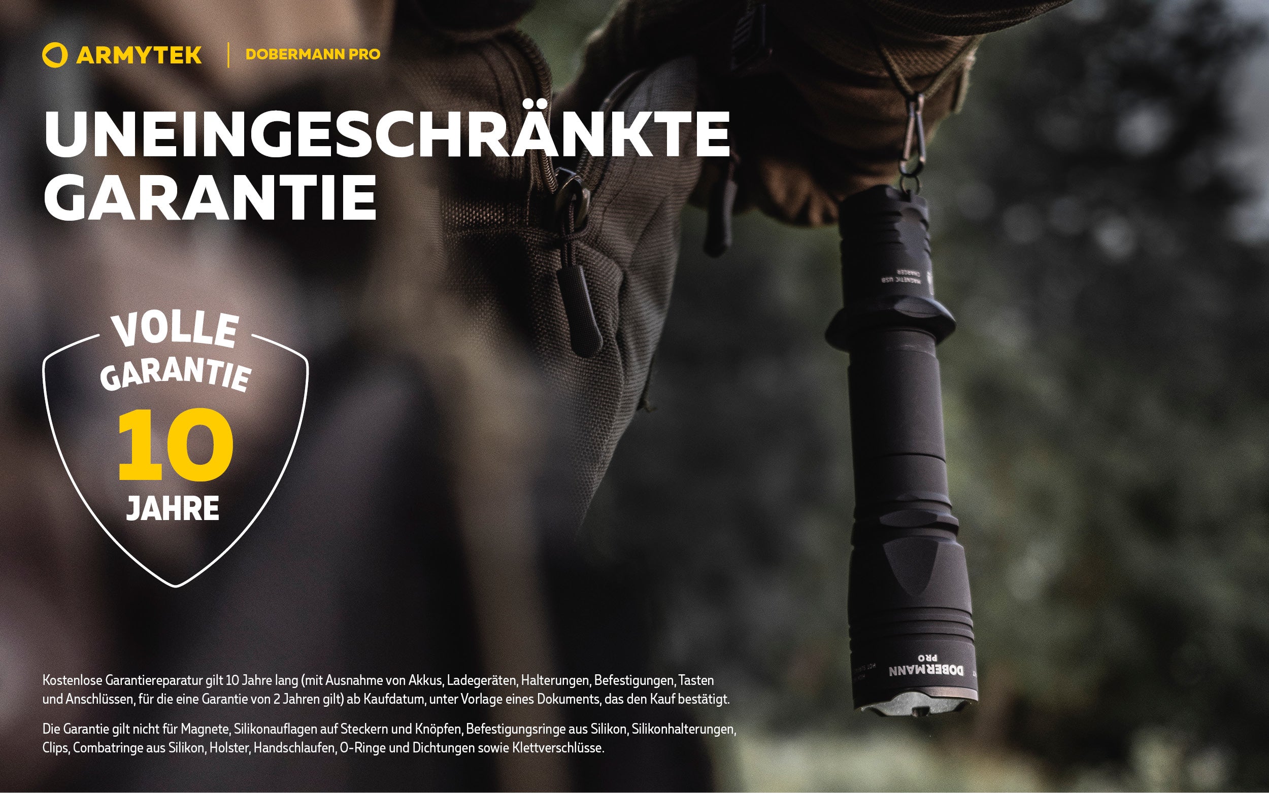 ARMYTEK Dobermann Pro – Kompakte 2-in-1 Taktische Taschenlampe mit Magnetischer Ladefunktion