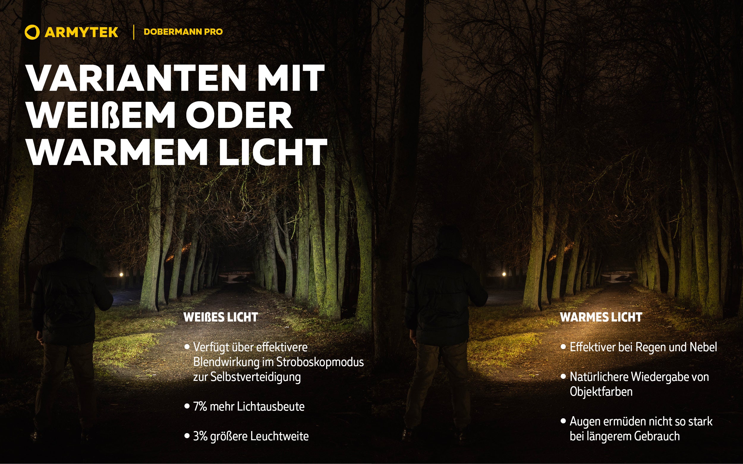 ARMYTEK Dobermann Pro – Kompakte 2-in-1 Taktische Taschenlampe mit Magnetischer Ladefunktion