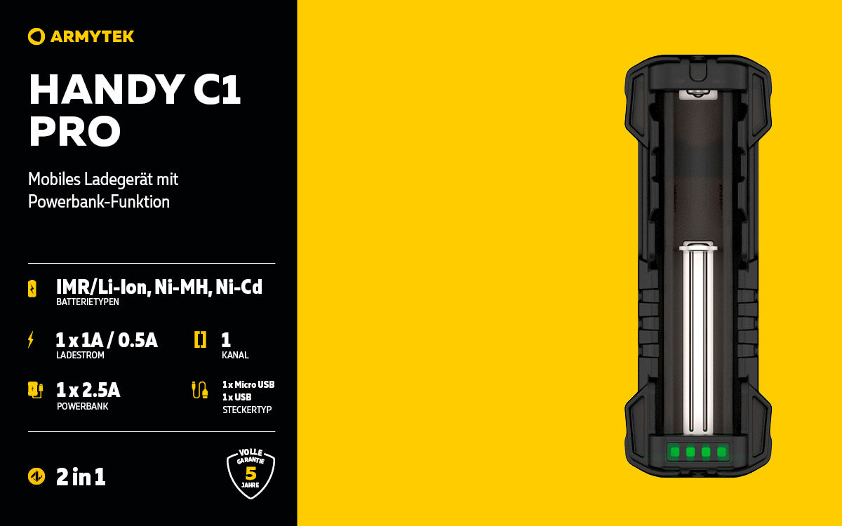 ARMYTEK Handy C1 Pro – Mobiles Ladegerät mit Powerbank-Funktion