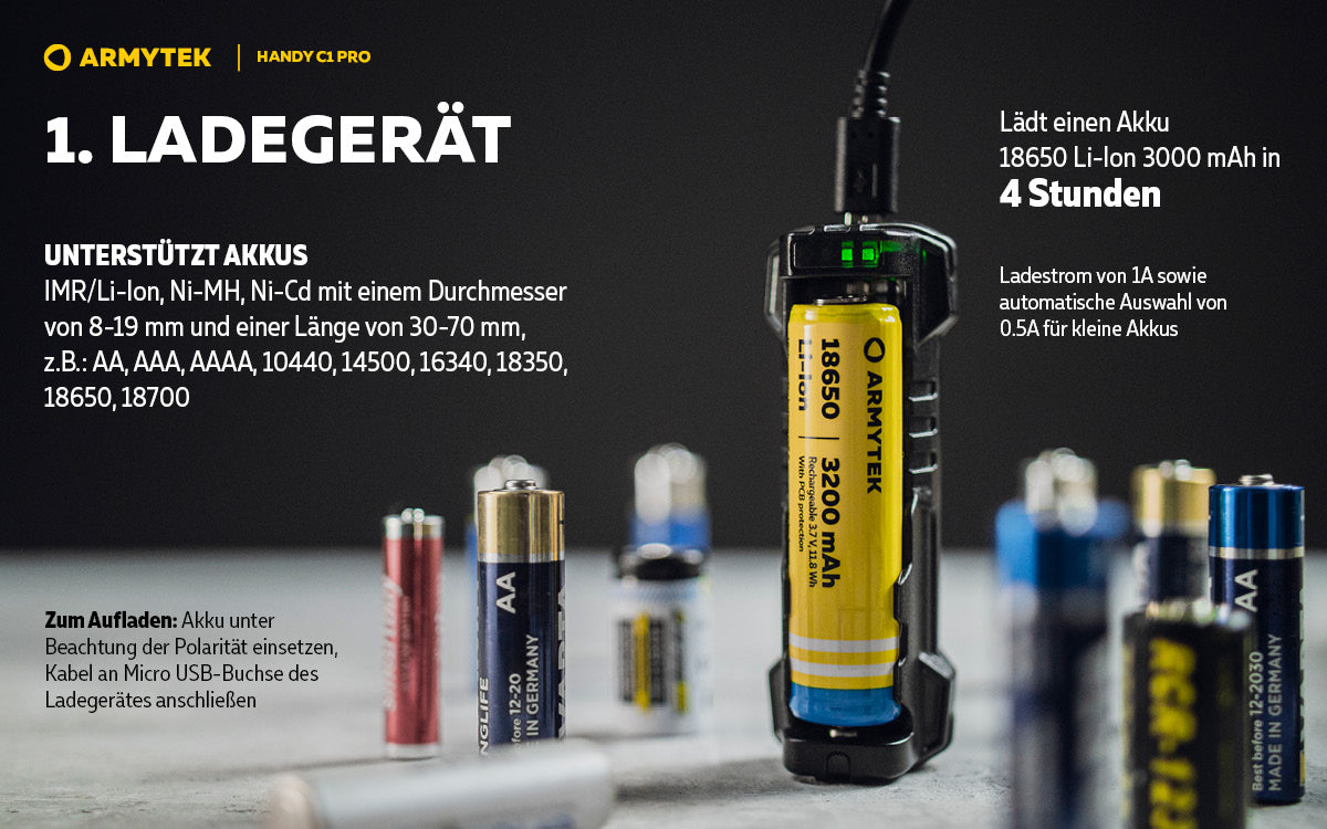 ARMYTEK Handy C1 Pro – Mobiles Ladegerät mit Powerbank-Funktion