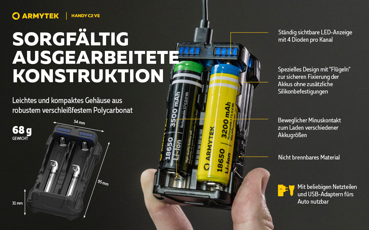 ARMYTEK Handy C2 VE – Mobiles Ladegerät mit Powerbank-Funktion
