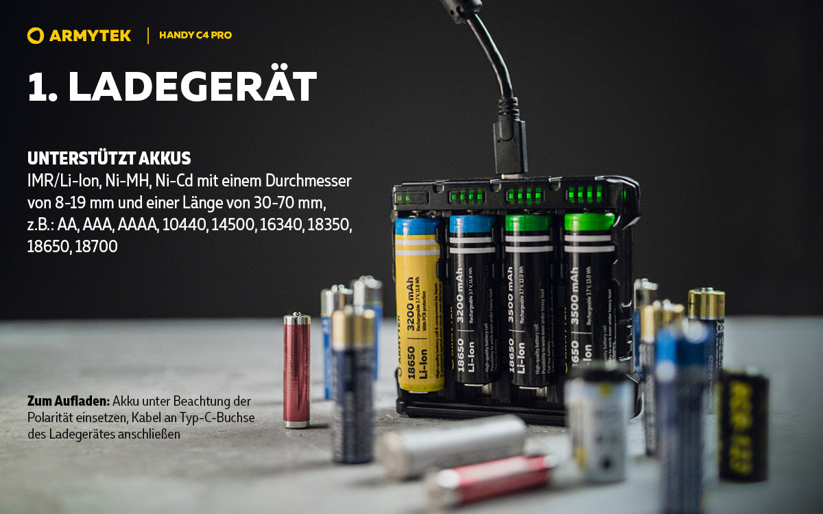 ARMYTEK Handy C4 Pro – Mobiles Ladegerät mit Powerbank-Funktion