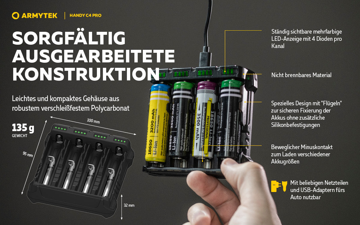 ARMYTEK Handy C4 Pro – Mobiles Ladegerät mit Powerbank-Funktion