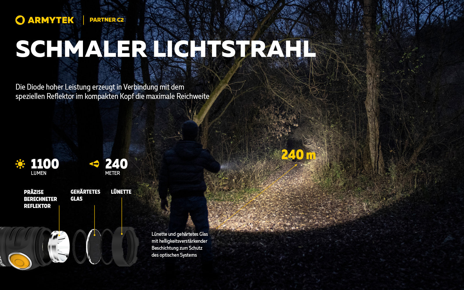 ARMYTEK Partner C2 Magnet USB – Taktische & EDC Taschenlampe mit magnetischer Ladefunktion