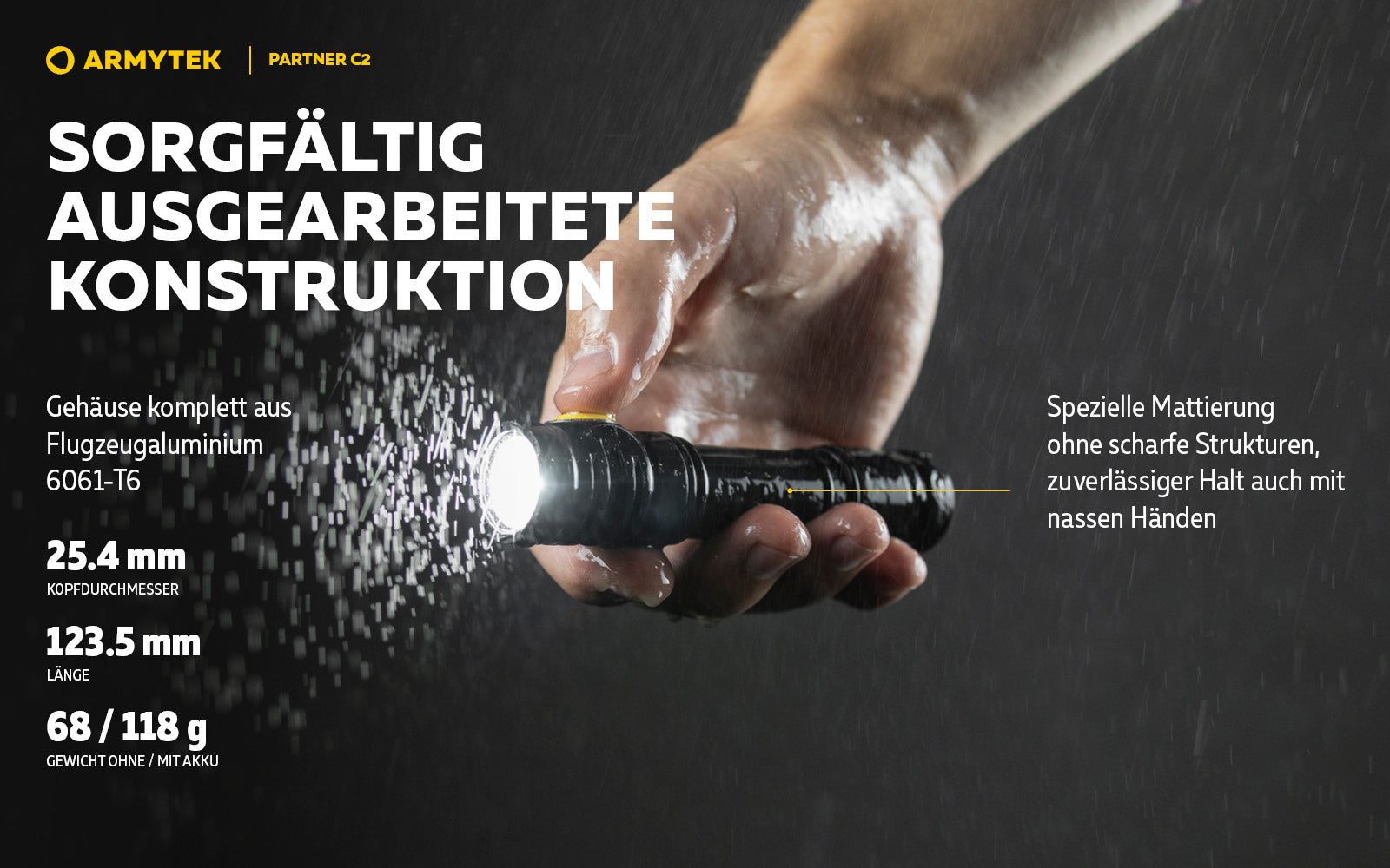 ARMYTEK Partner C2 Magnet USB – Taktische & EDC Taschenlampe mit magnetischer Ladefunktion