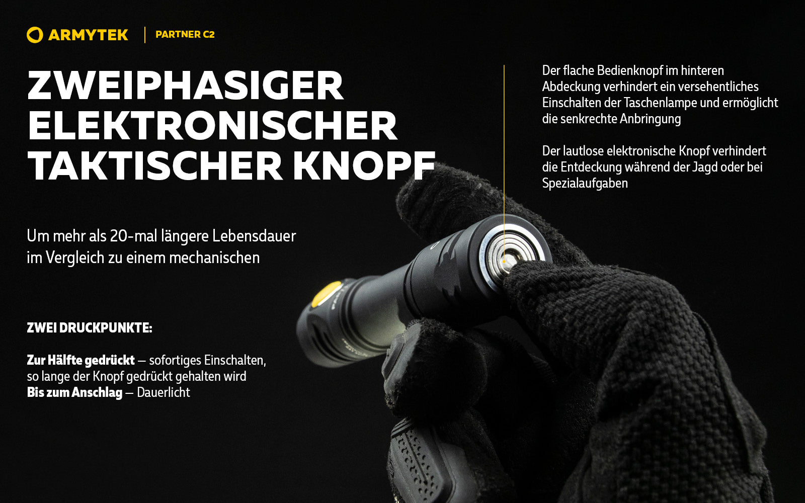 ARMYTEK Partner C2 Magnet USB – Taktische & EDC Taschenlampe mit magnetischer Ladefunktion