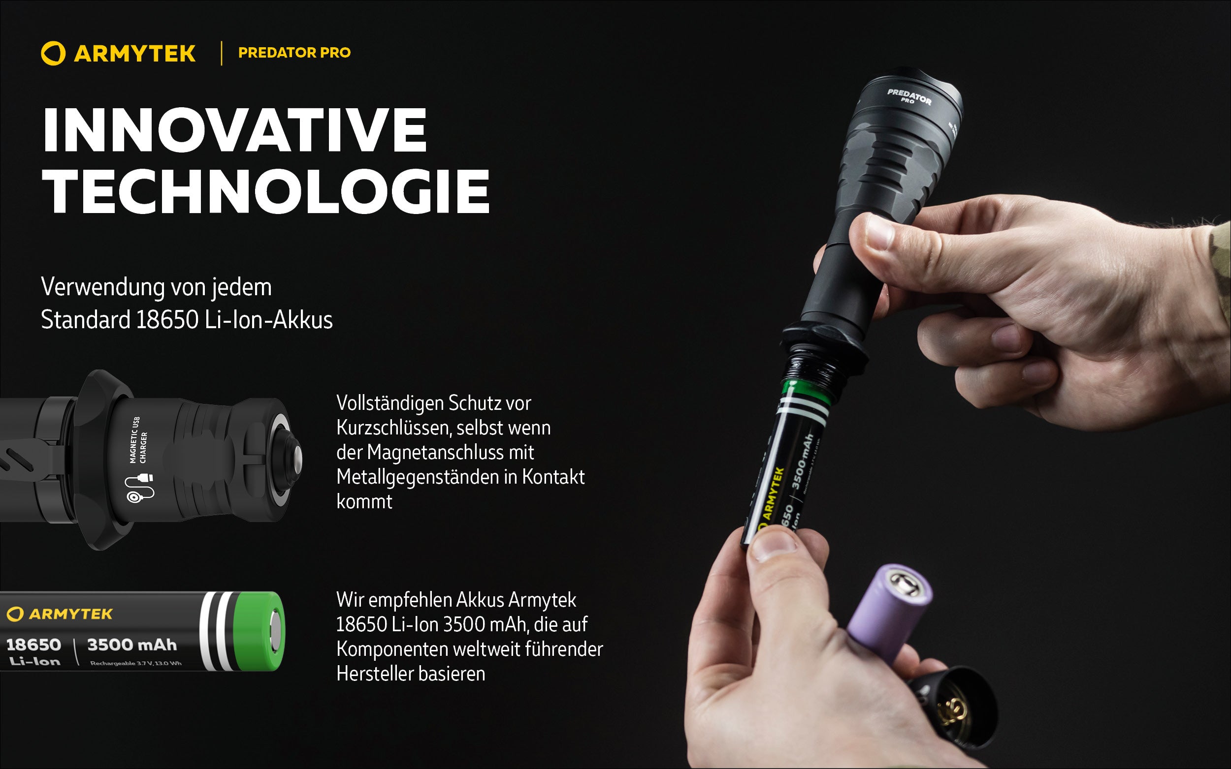 ARMYTEK Predator Pro Magnet USB – Die Reichweiten-stärkste Taktische Taschenlampe von Armytek