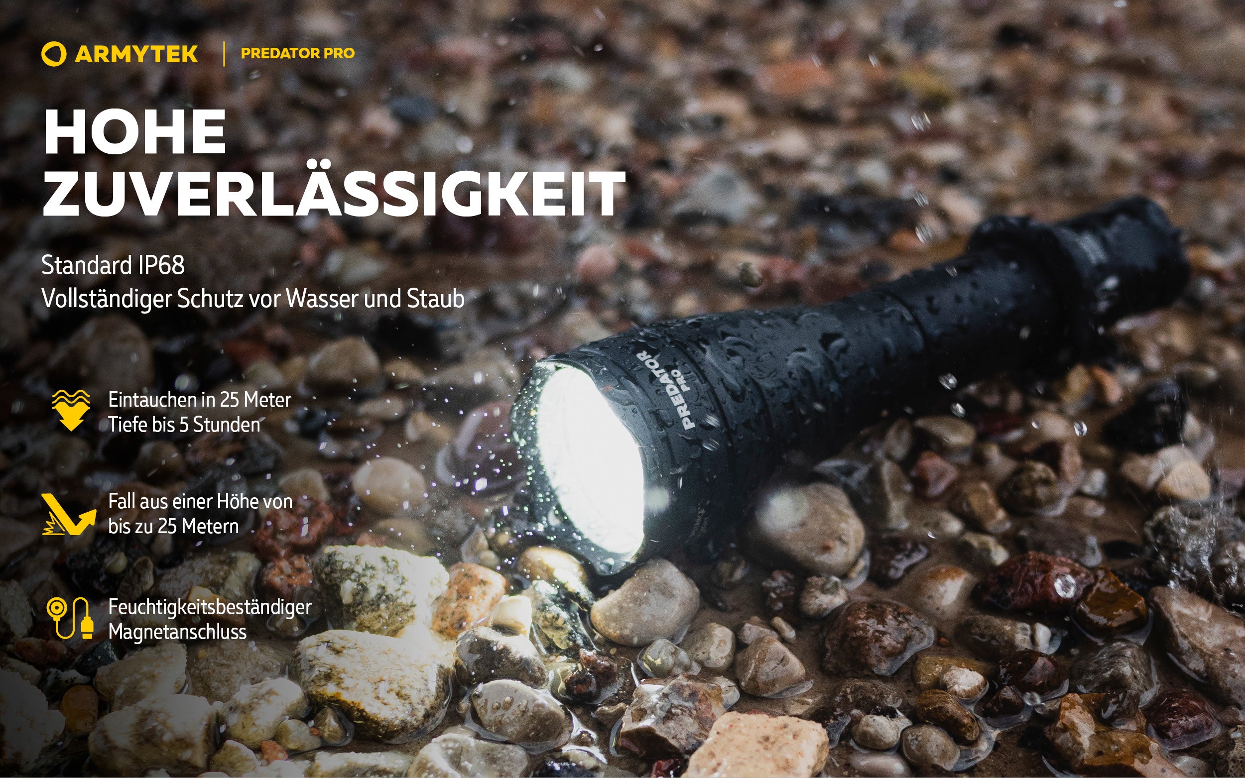 ARMYTEK Predator Pro Magnet USB – Die Reichweiten-stärkste Taktische Taschenlampe von Armytek