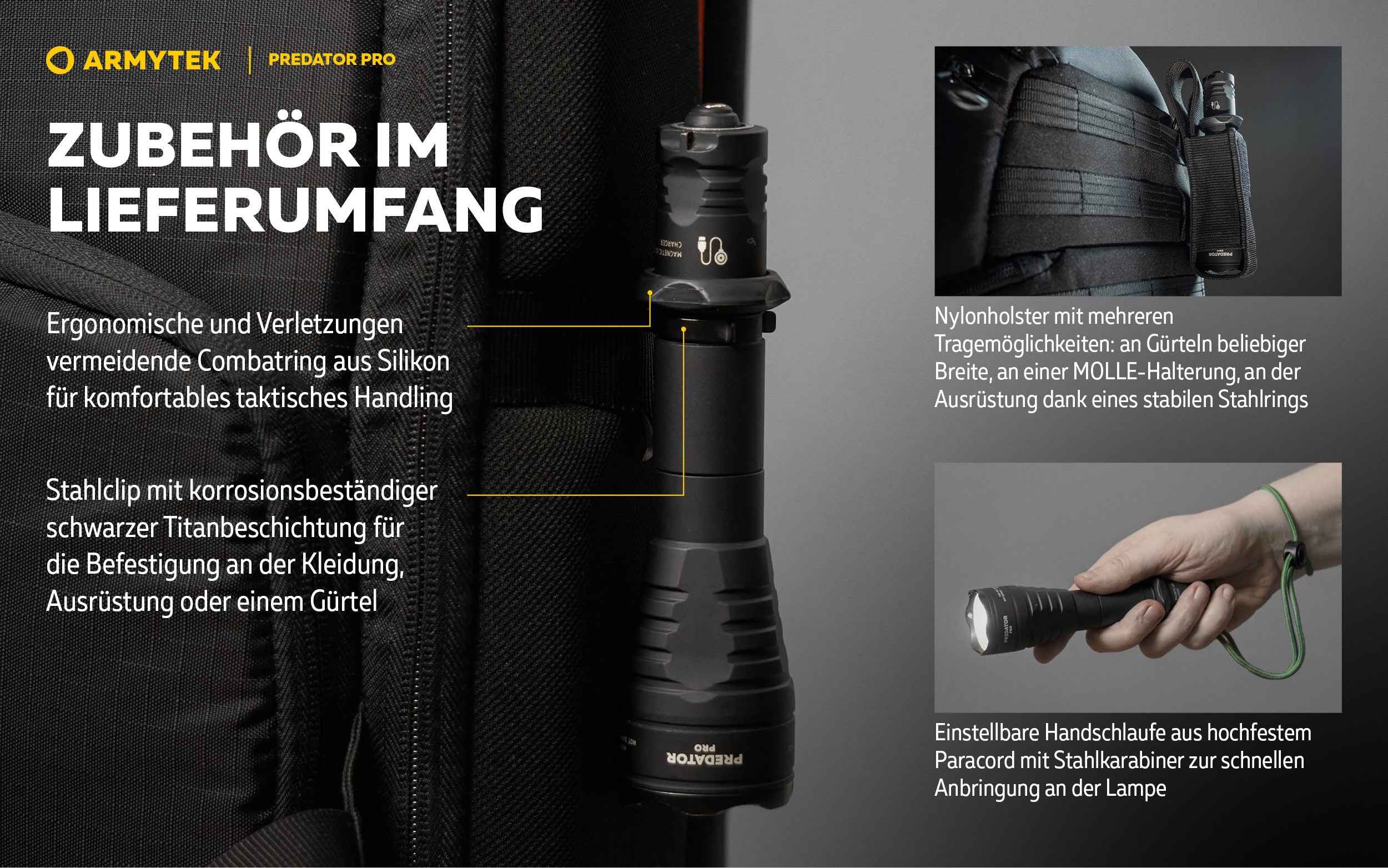 ARMYTEK Predator Pro Magnet USB – Die Reichweiten-stärkste Taktische Taschenlampe von Armytek