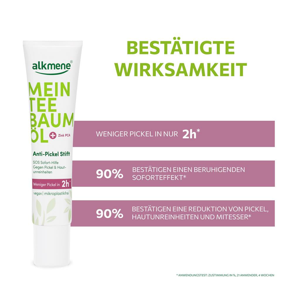 alkmene Mein Teebaumöl Anti-Pickel-Stift – Hochwirksam gegen Pickel & Hautunreinheiten (15 ml)