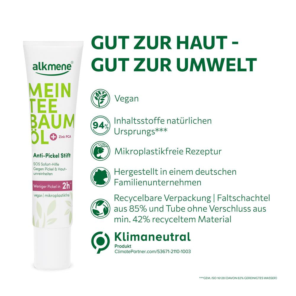 alkmene Mein Teebaumöl Anti-Pickel-Stift – Hochwirksam gegen Pickel & Hautunreinheiten (15 ml)