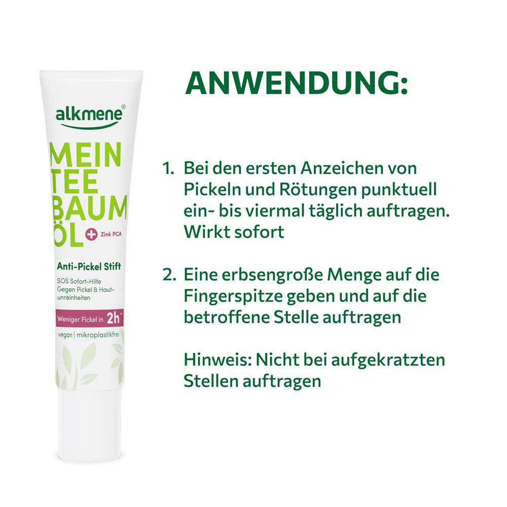 alkmene Mein Teebaumöl Anti-Pickel-Stift – Hochwirksam gegen Pickel & Hautunreinheiten (15 ml)