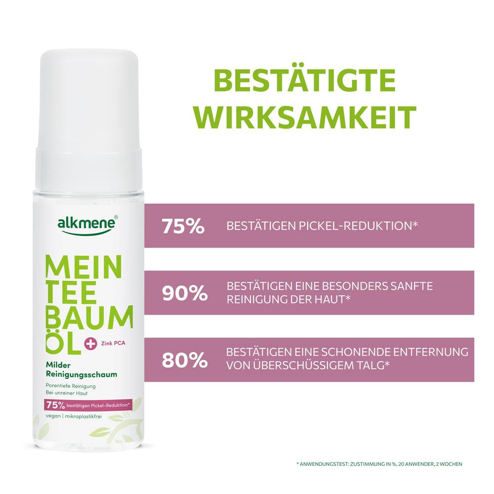 alkmene Mein Teebaumöl Milder Reinigungsschaum – Porentiefe Reinigung für ein verfeinertes Hautbild