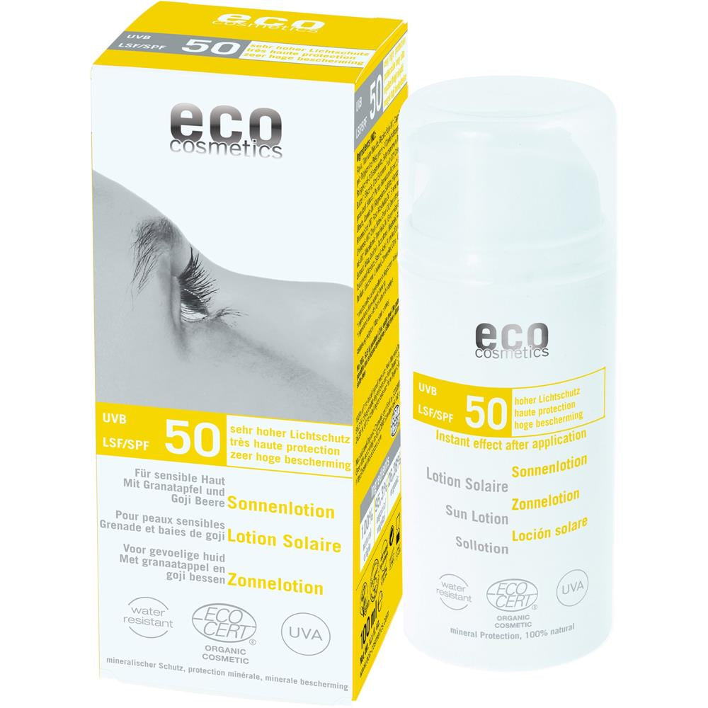 Eco Cosmetics Sonnenlotion LSF 50 – Hoher mineralischer Sonnenschutz (100 ml)