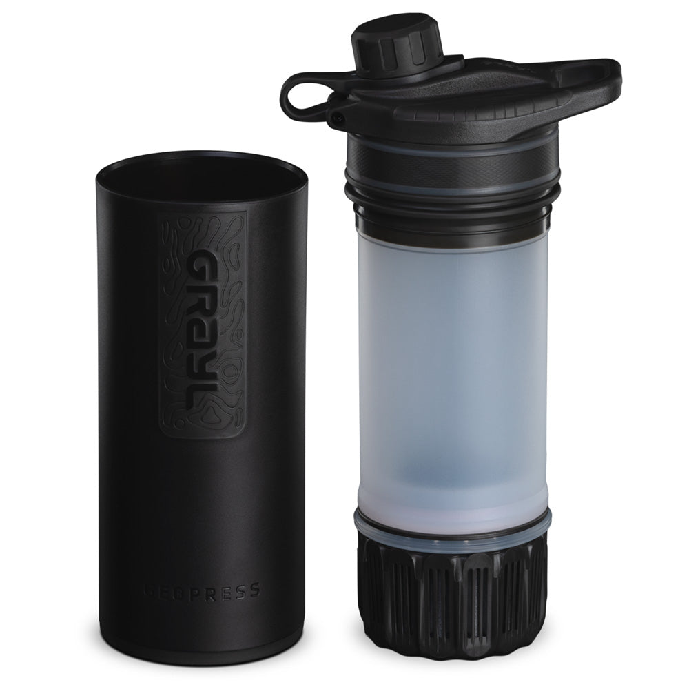 Grayl Geopress Purifier Bottle, Covert Black – Sauberes Wasser in Sekunden