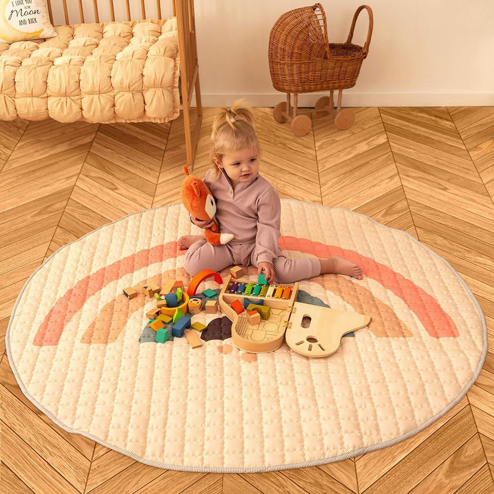 Hakuna Matte Gesteppte Krabbeldecke "Boho Rainbow" – Weich, stilvoll & sicher
