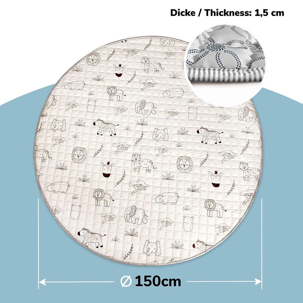 Hakuna Matte Gesteppte Krabbeldecke "Safari Animals" – Weich, sicher & stilvoll