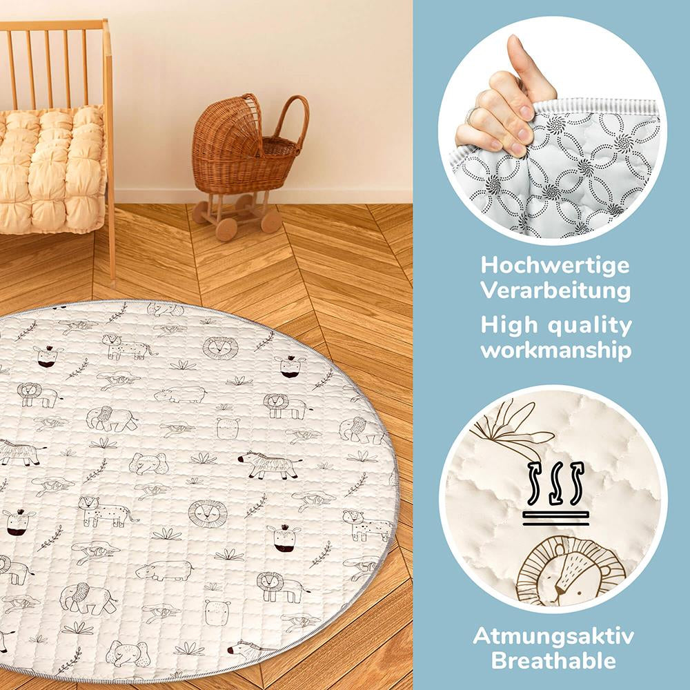 Hakuna Matte Gesteppte Krabbeldecke "Safari Animals" – Weich, sicher & stilvoll