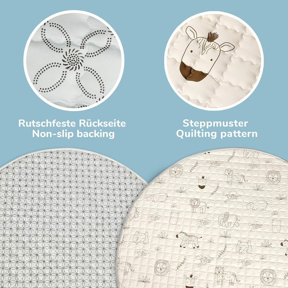 Hakuna Matte Gesteppte Krabbeldecke "Safari Animals" – Weich, sicher & stilvoll