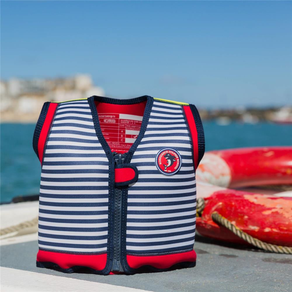 Konfidence Kinder-Schwimmweste navyblaue Streifen, 4-5 Jahre