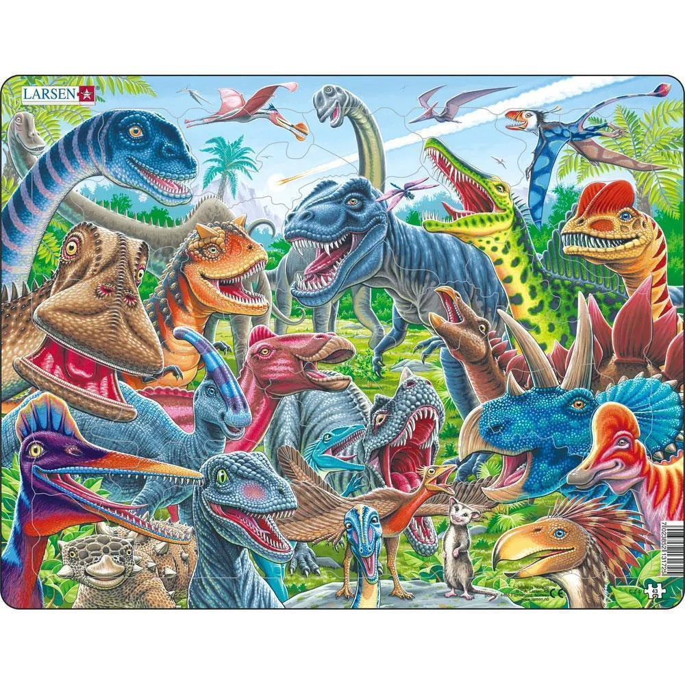 Larsen Puzzle „Glückliche Dinosaurier“ – Farbenfroher Urzeitspass