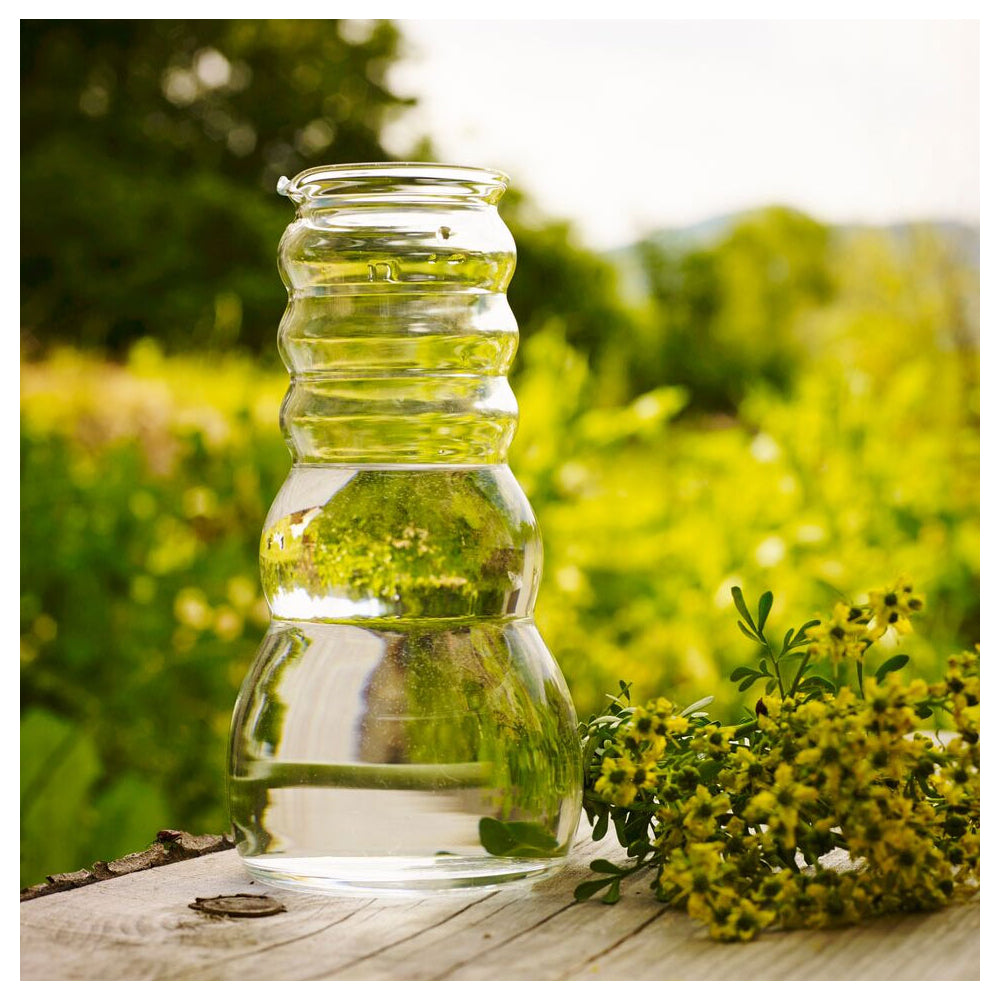Cadus Wasserkrug 1 Liter, Blume des Lebens in Weiß – Natürliches Design im Goldenen Schnitt