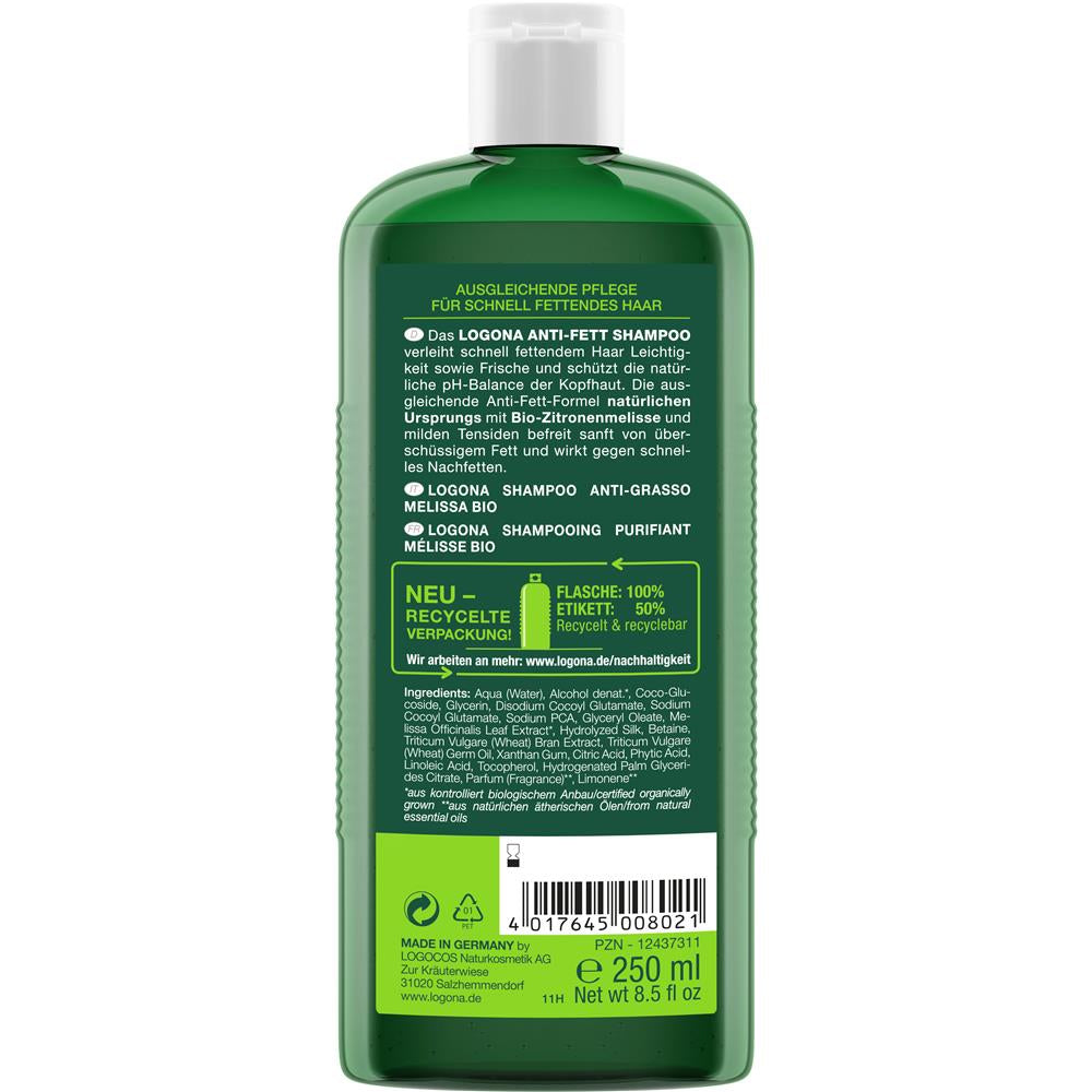 LOGONA Balance Shampoo Zitronenmelisse – Für schnell fettendes Haar