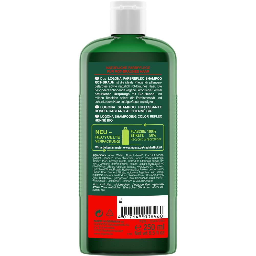 Logona Farbreflex Shampoo Rot-Braun mit Bio-Henna, 250 ml