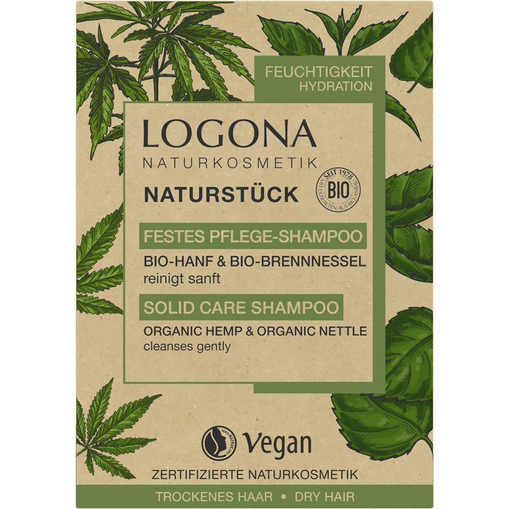 Logona Festes Pflege-Shampoo Bio Hanf & Brennnessel, 60 g – Natürliche Pflege für alle Haartypen