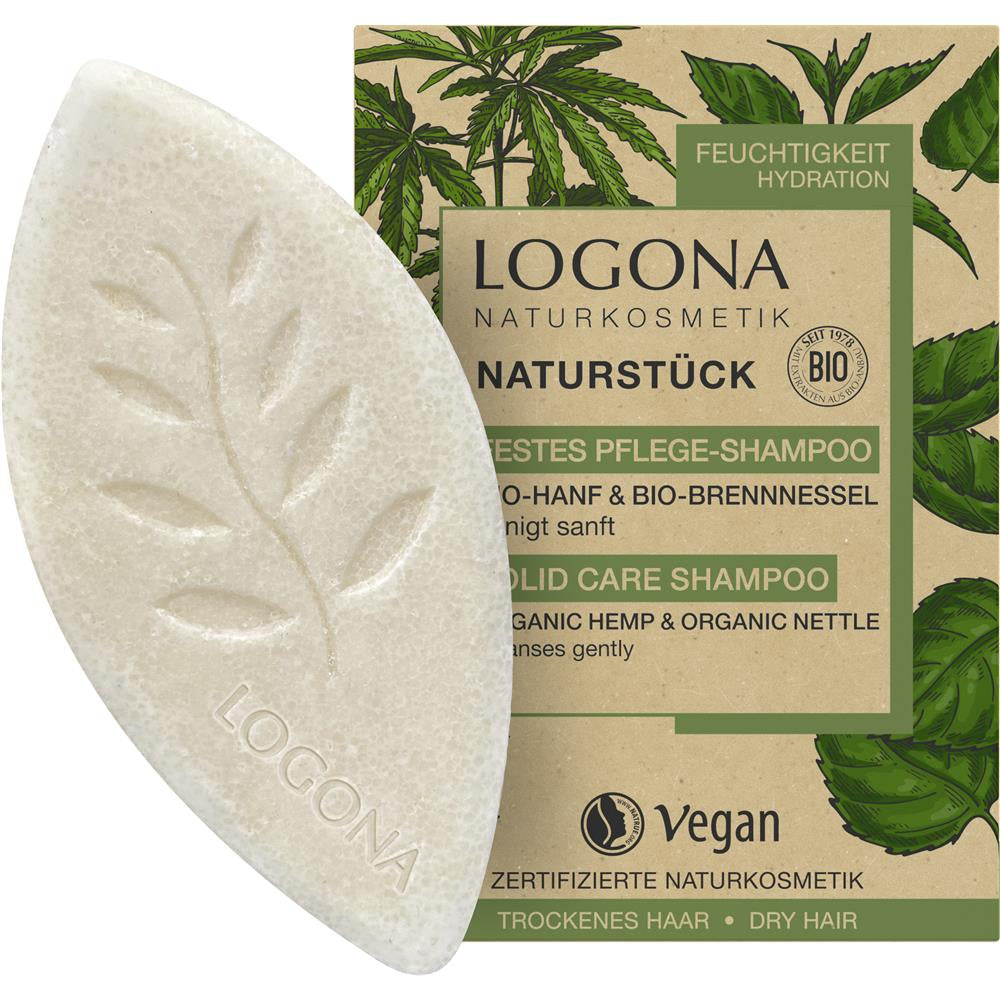 Logona Festes Pflege-Shampoo Bio Hanf & Brennnessel, 60 g – Natürliche Pflege für alle Haartypen