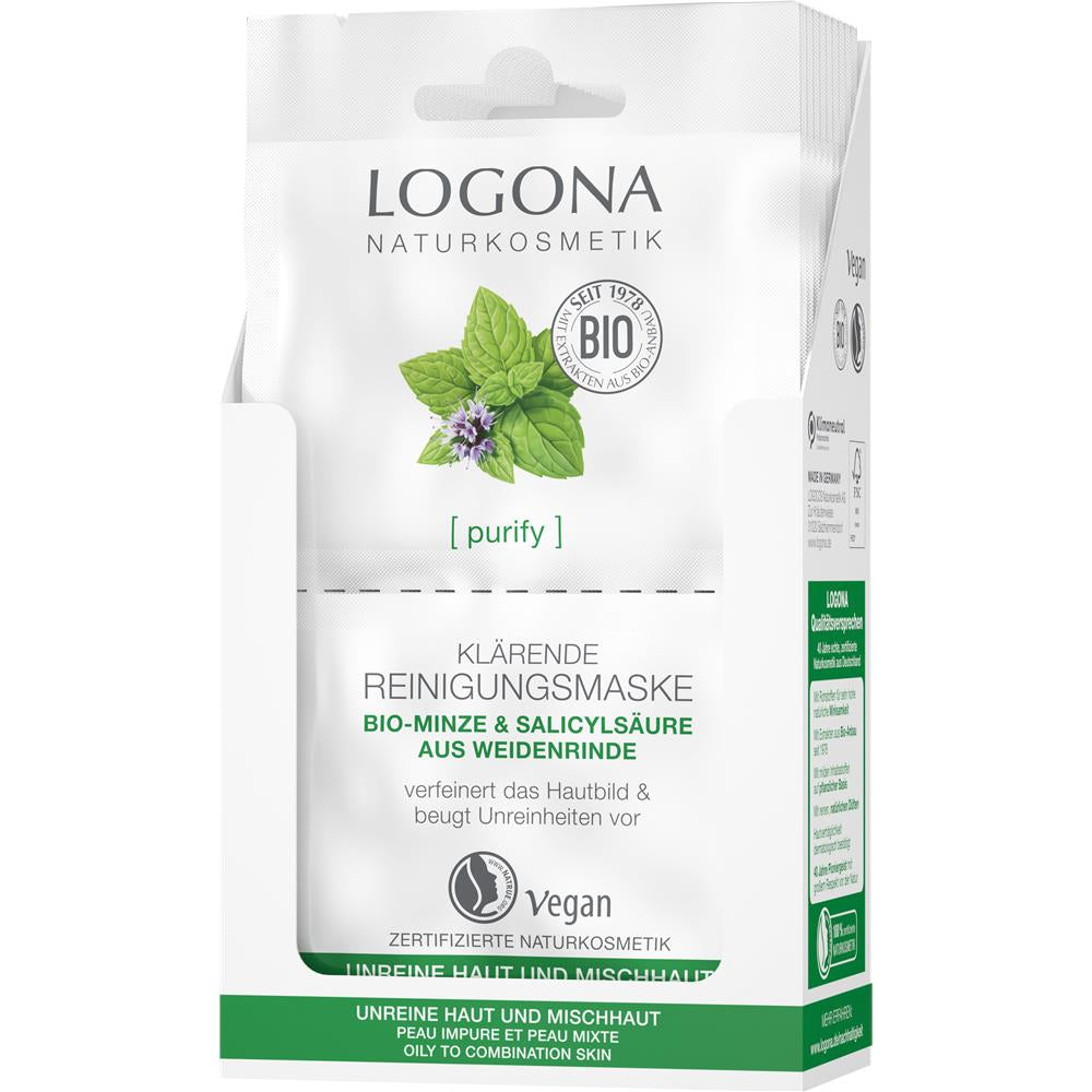 LOGONA Klärende Reinigungsmaske Minze, 15 ml