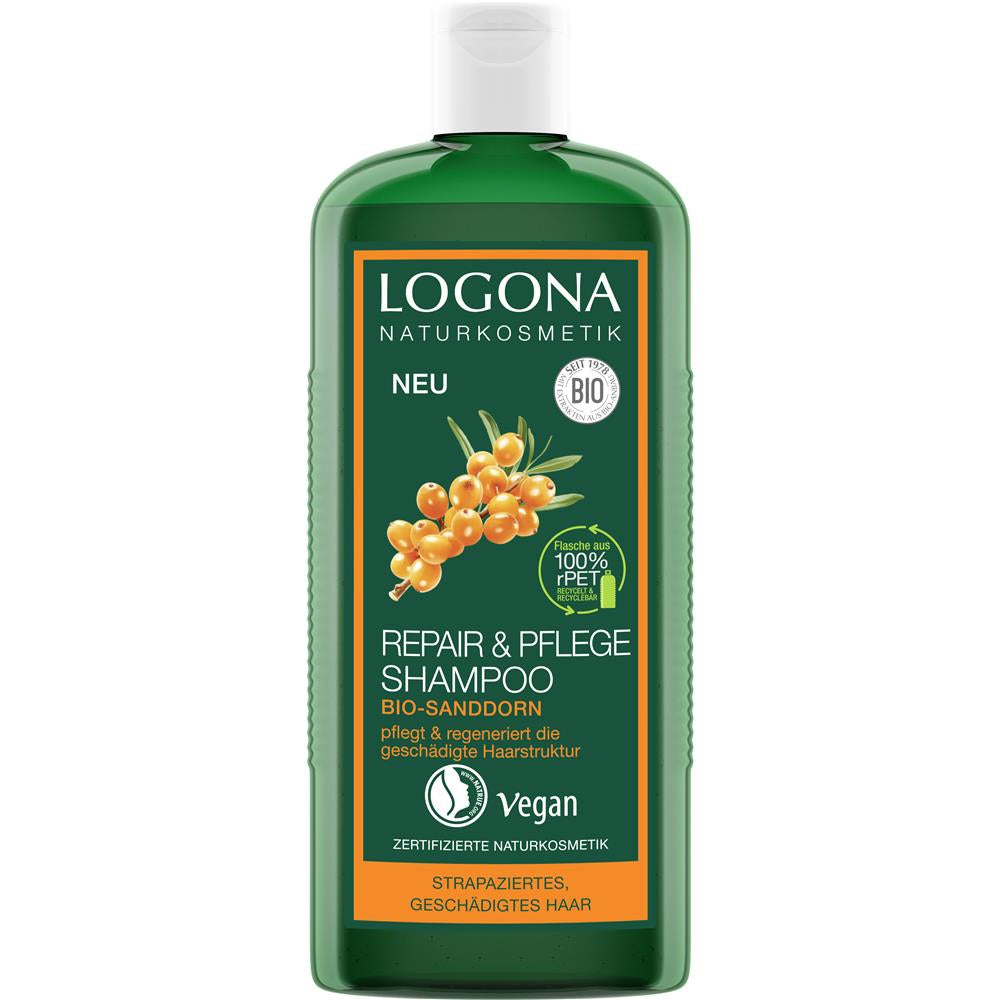 Logona Sanddorn Repair & Pflege Shampoo – Regeneration für strapaziertes Haar, 250 ml