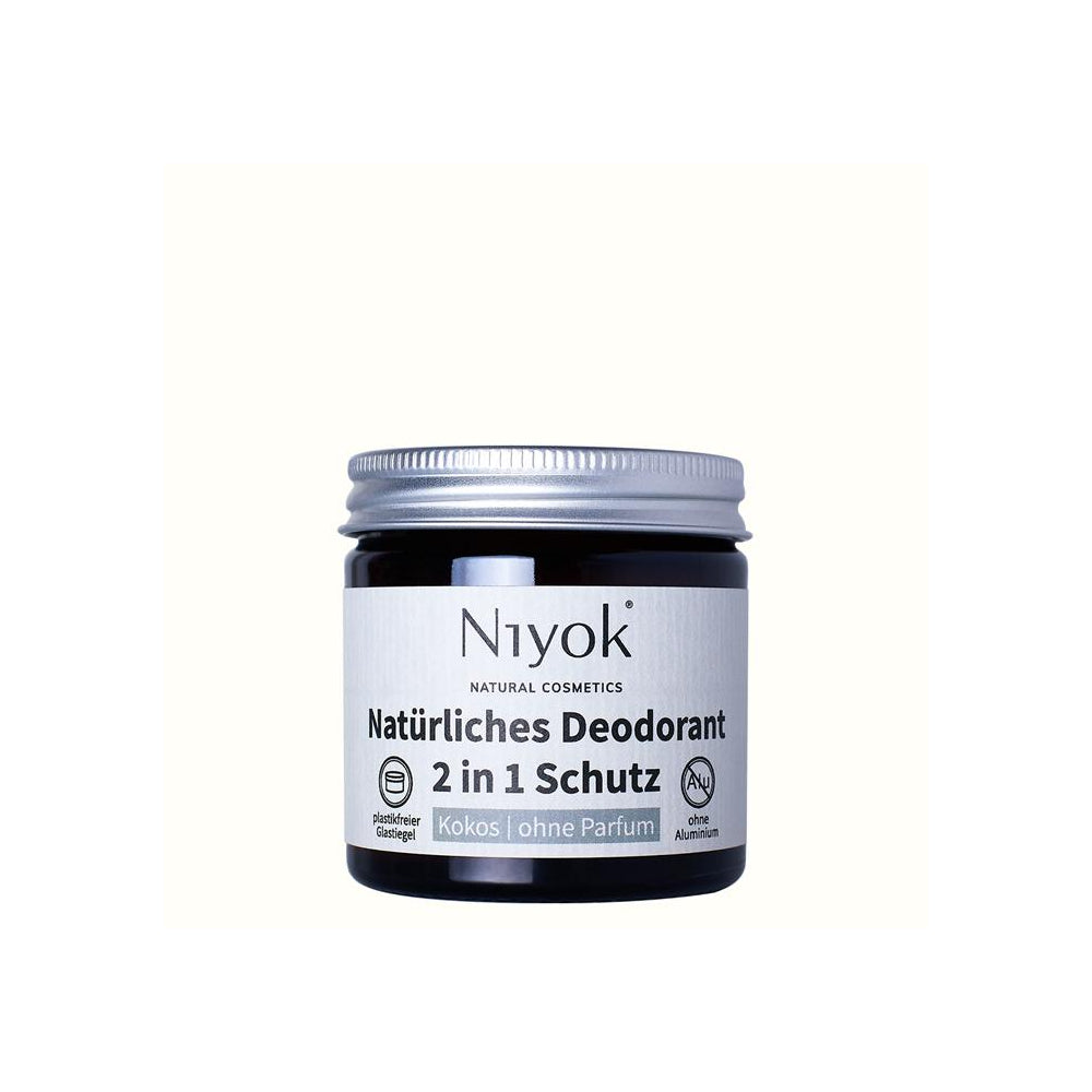 Niyok 2in1 Deodorant Kokos ohne Parfum, 40 ml – Natürlicher Schutz mit Kokosöl