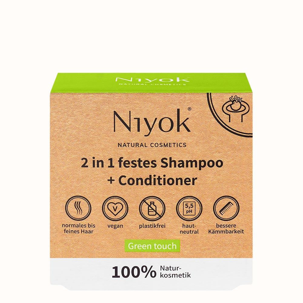 Niyok 2in1 Festes Shampoo + Conditioner – Green Touch, 80 g