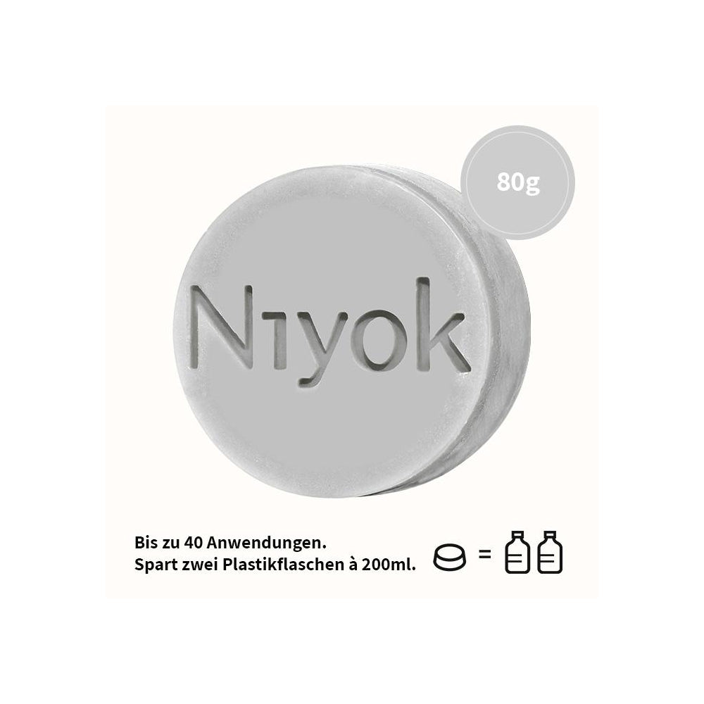 Niyok Feste Dusche 4in1 – Körper, Haare, Gesicht, Bart, Athletic Grey, 80 g