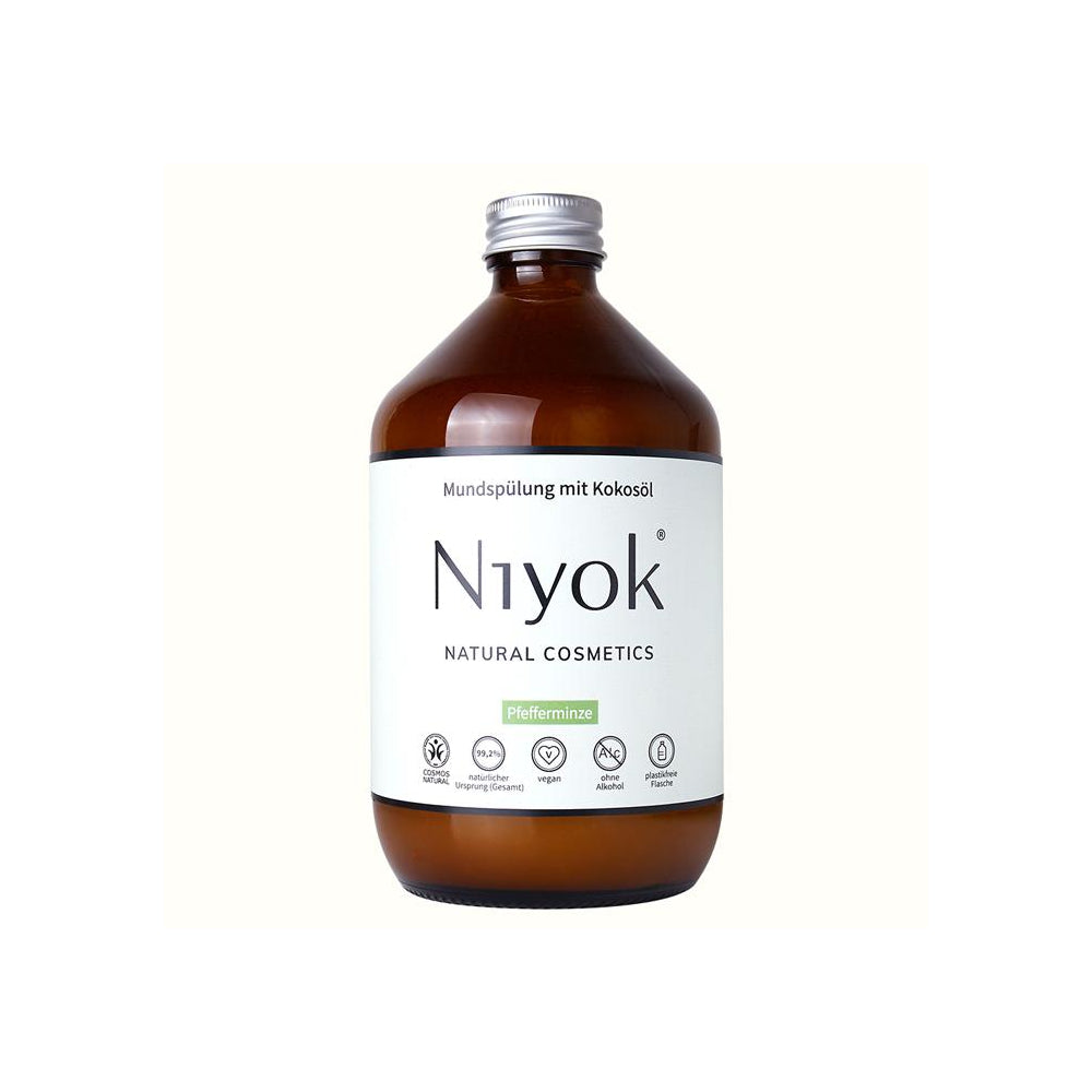 Niyok Mundspülung mit Kokosöl – Pfefferminze, 500 ml – Natürliche Frische und nachhaltige Pflege