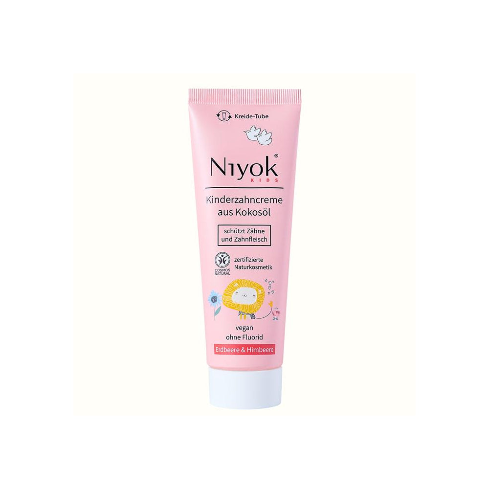 Niyok Zahncreme Kids aus Kokosöl – Erdbeere & Himbeere, 75 ml
