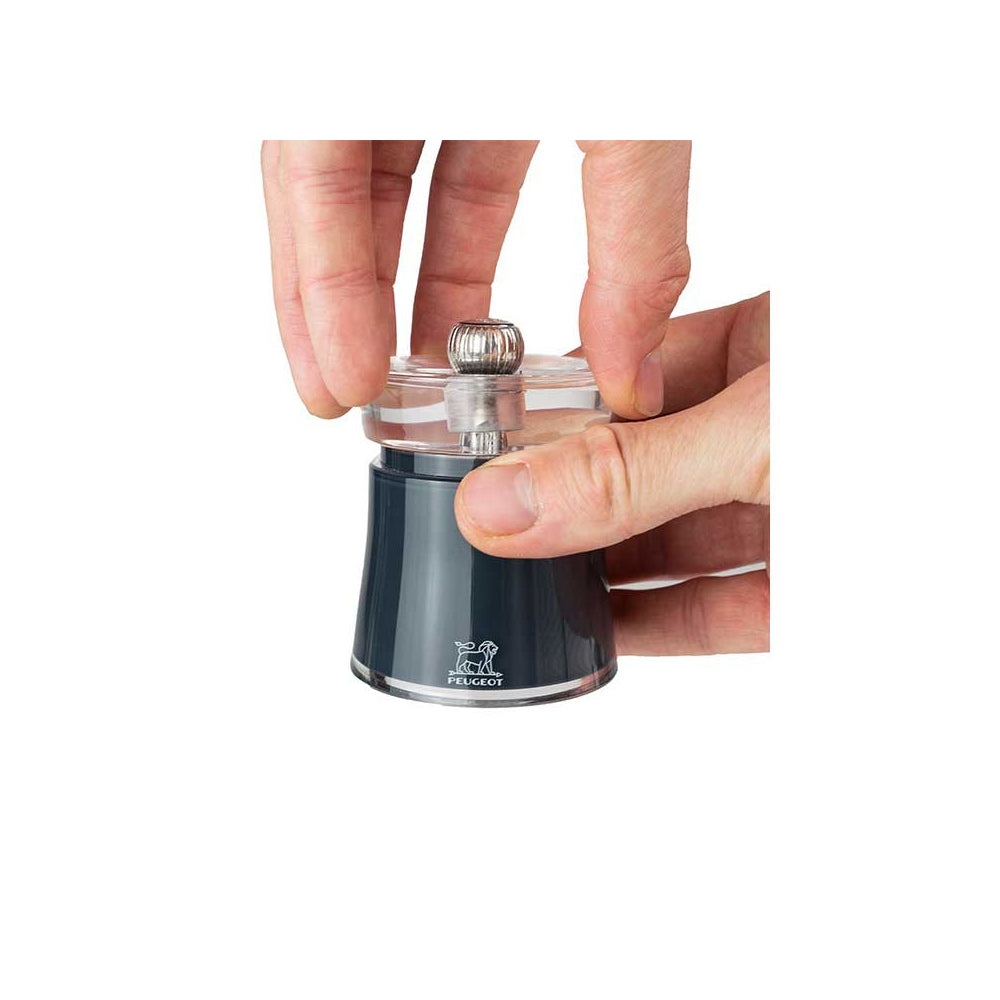 Peugeot Bali Pfeffermühle, Schiefergrau, 8 cm – Eleganz und Funktionalität im Mini-Format