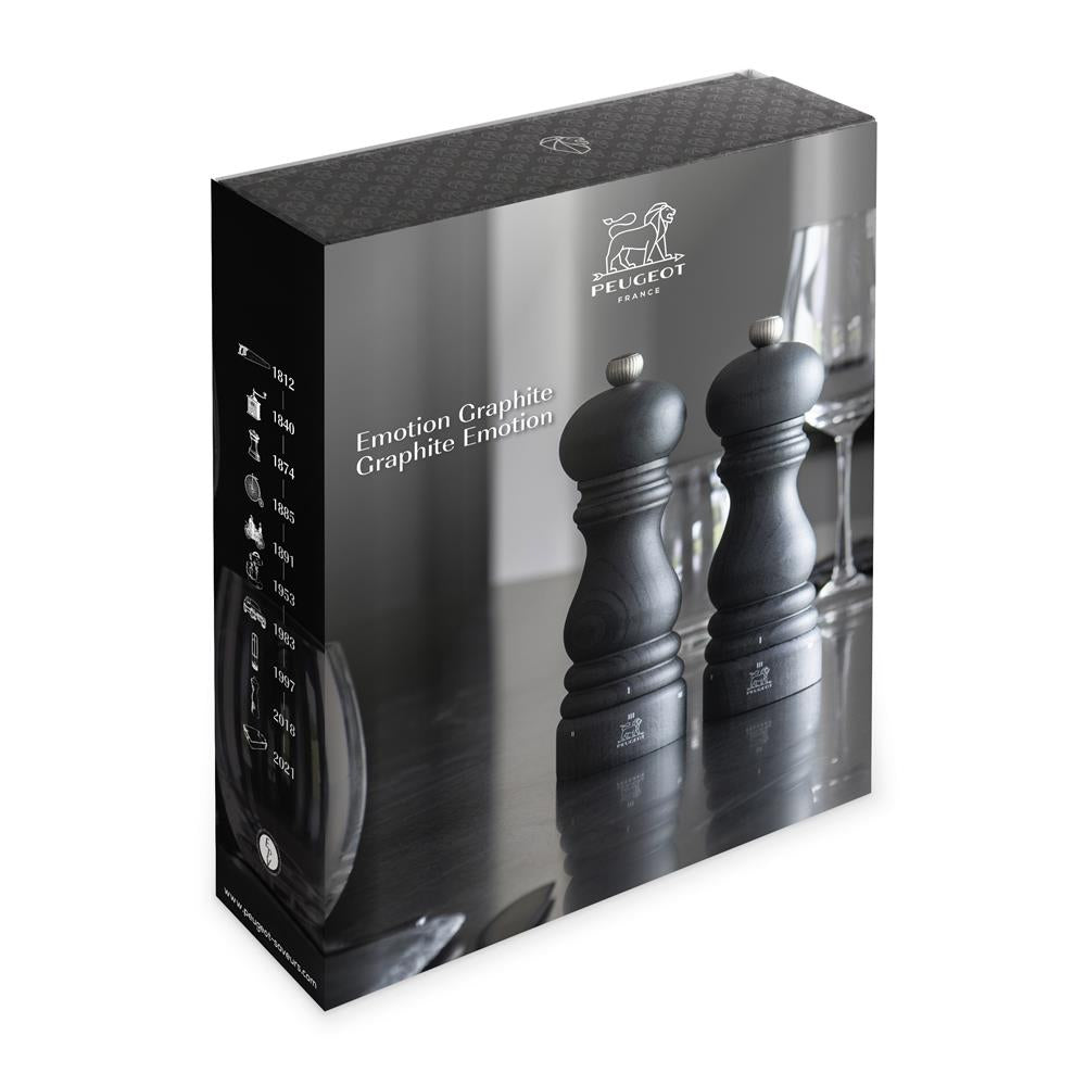 Peugeot Emotion Graphite Duo – Elegantes Salz- und Pfeffermühlenset, 18 cm