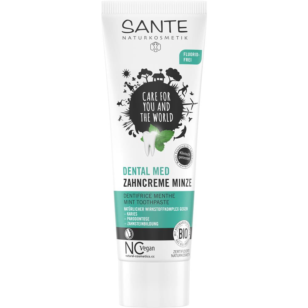 SANTE Dental Med Zahncreme Minze, Fluoridfrei – Schutz für Zähne und Zahnfleisch