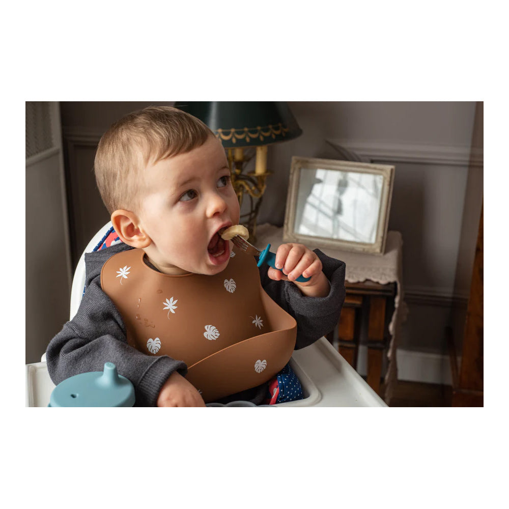 SOINA Besteckset Löffel & Gabel mit Silikongriff – Midnight Blue/Pearl Grey