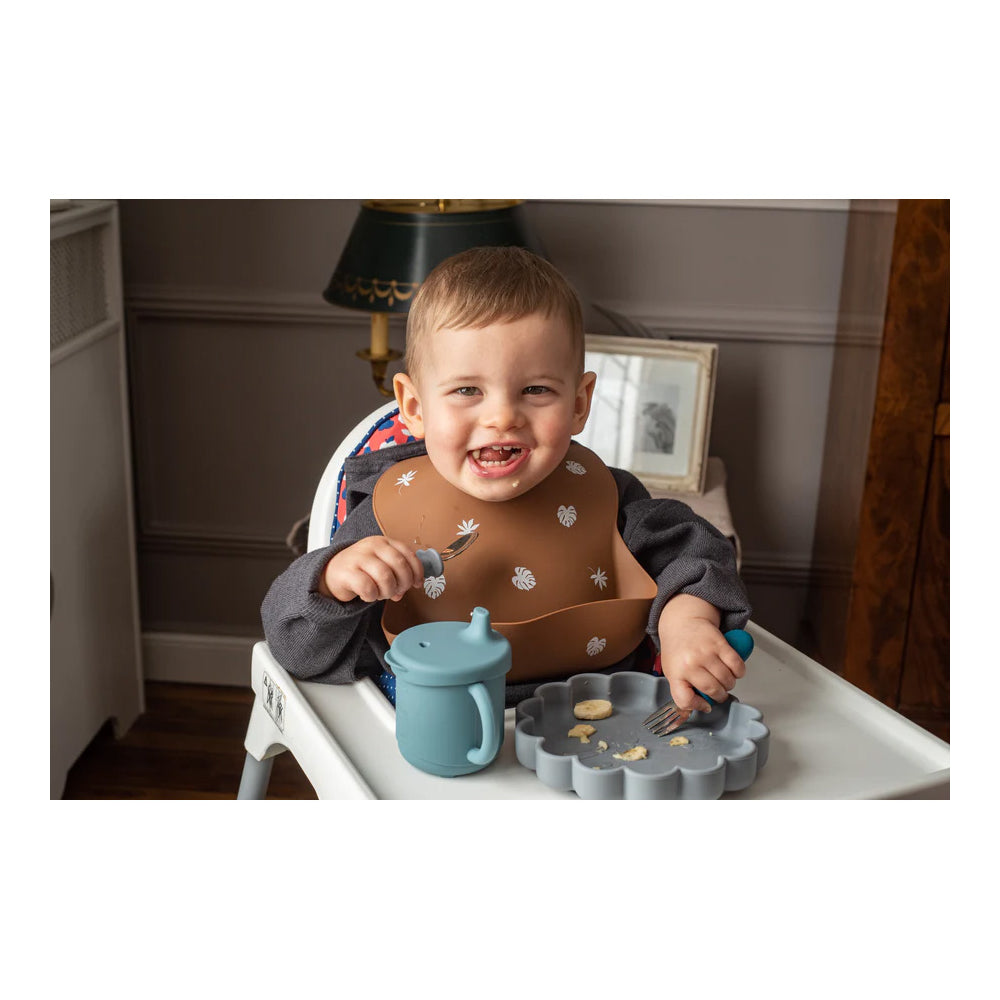 SOINA Besteckset Löffel & Gabel mit Silikongriff – Midnight Blue/Pearl Grey