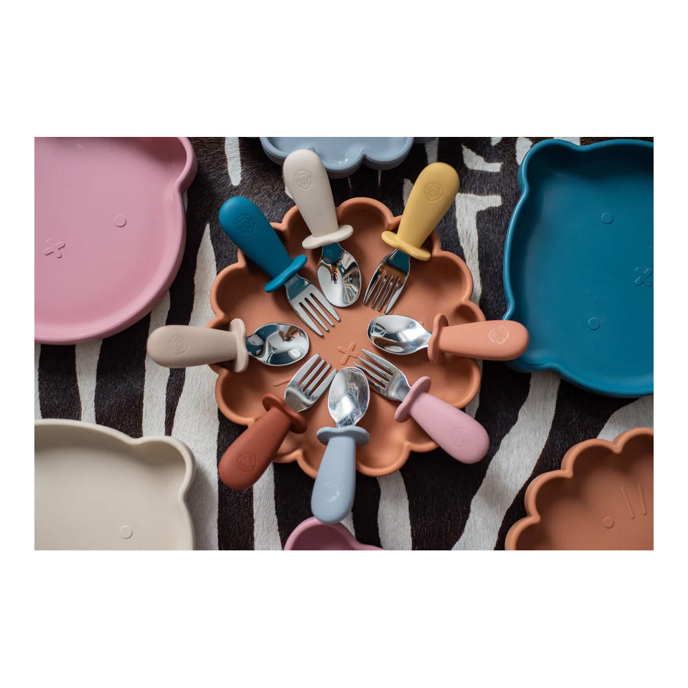 SOINA Besteckset Löffel & Gabel mit Silikongriff – Ivory/Ocre