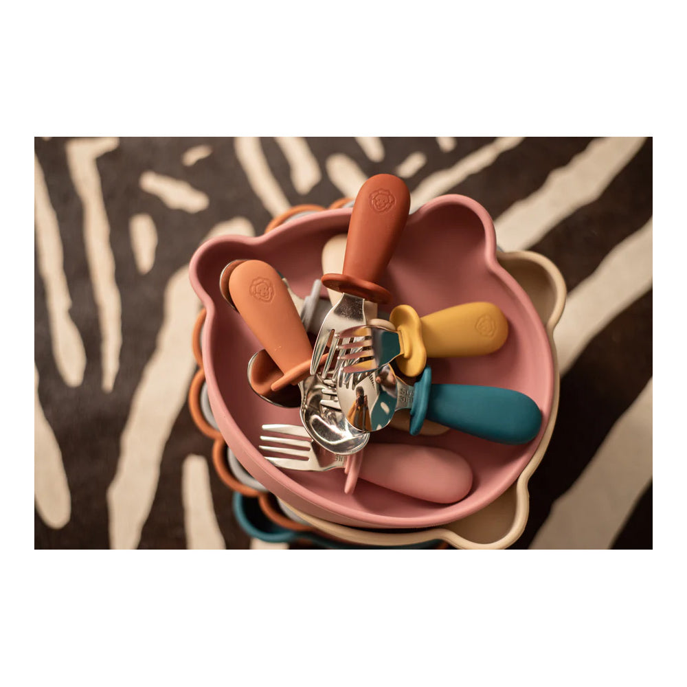 SOINA Besteckset Löffel & Gabel mit Silikongriff – Ivory/Ocre