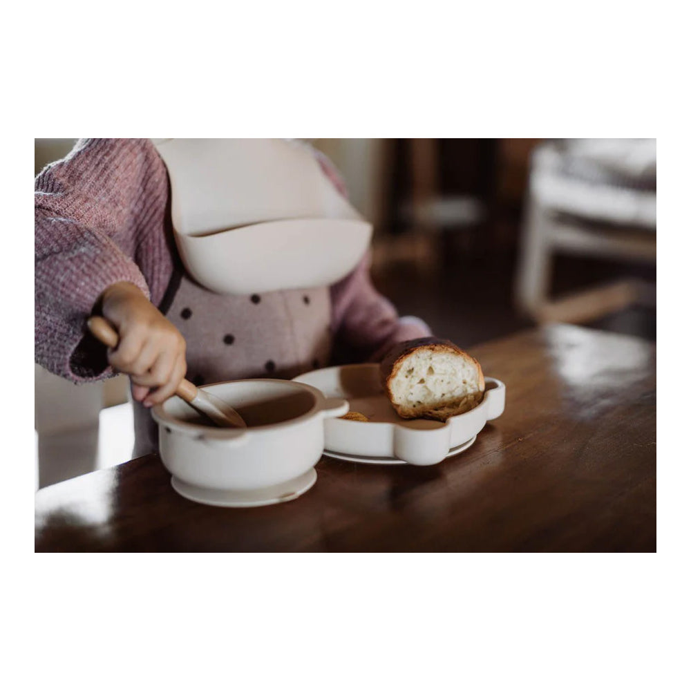 SOINA Silikonschüssel Aydan mit Saugnapf – Rutschfest & Sicher für Babys (Ivory)