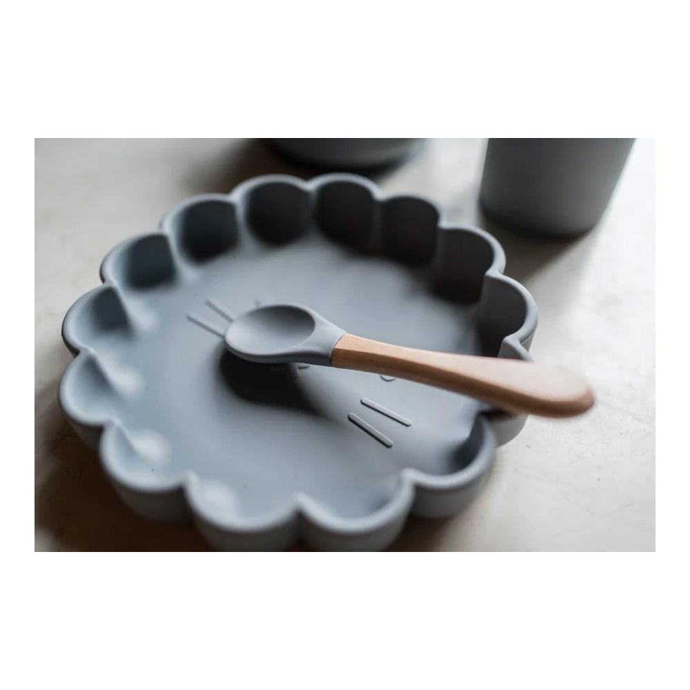 SOINA Silikonteller Eden mit Saugnapf – Rutschfest & Sicher für Babys (Pearl Grey)