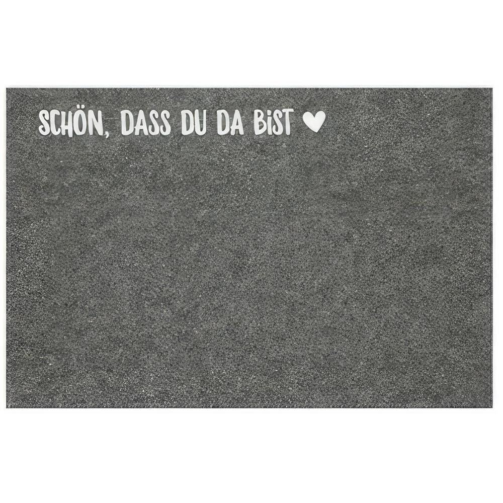 Tischset aus Filz – „Schön, dass du da bist“ – Grau, 45 x 30 cm